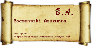 Bocsanszki Asszunta névjegykártya